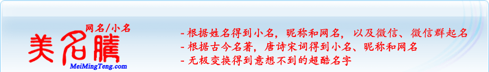 根據(jù)姓名得到小名，昵稱和網(wǎng)名；根據(jù)古今名著，唐詩宋詞得到小名，昵稱和網(wǎng)名；無極變換得到意想不到的超酷名字